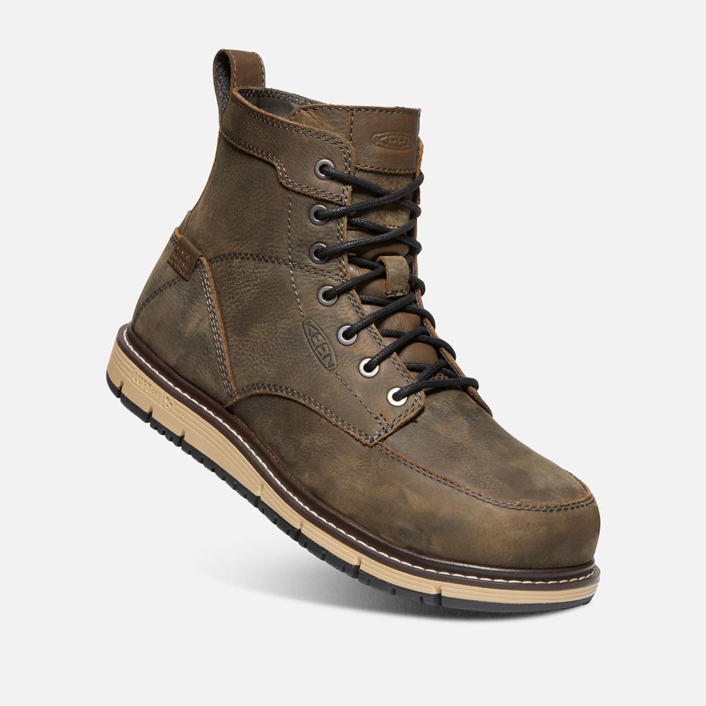 Botas de Trabajo Keen Mexico Negros Marrom - Hombre San Jose 6\" Waterproof (Aluminum Toe) - RD573821